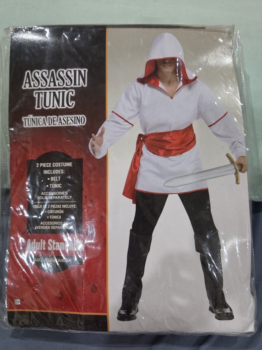 Assassin Tunic Men's Costume - White and Red One Size